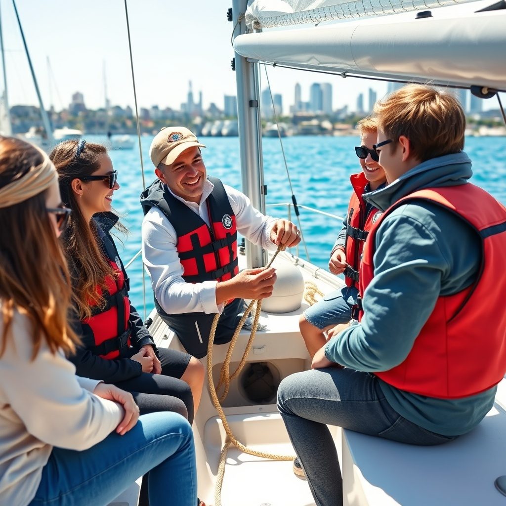 Sailing instructors teaching a class